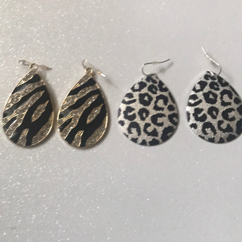 Earrings - cheetah and zebra
